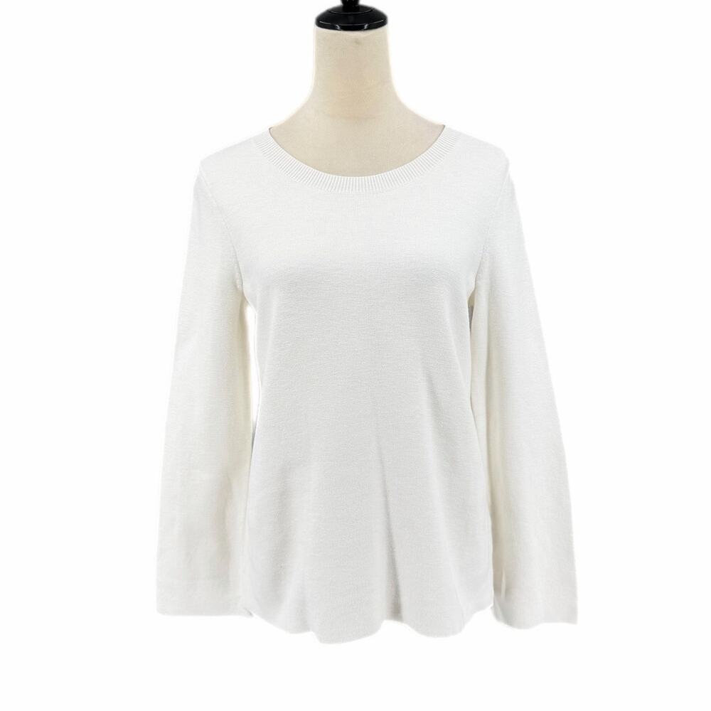 Madewell 100% Cotton White Laced Back Knit Casual Comfort Cute Pullover Sweater - Picture 3 of 12